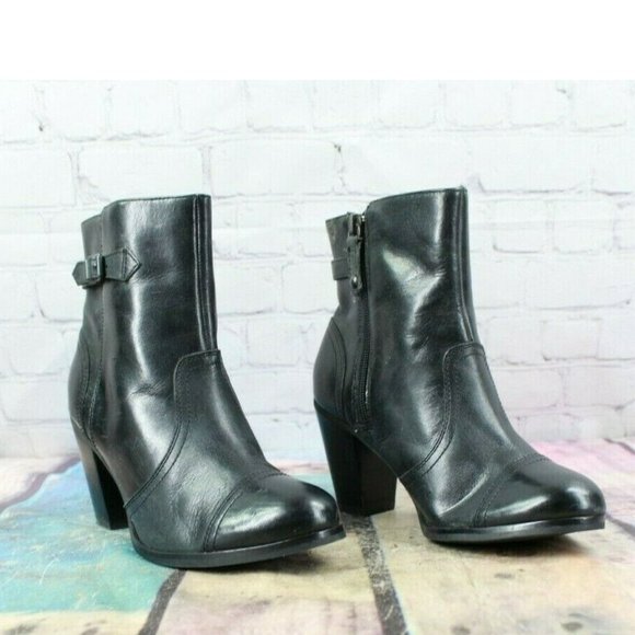 Sebago Ashton Black Leather Zip Up Block Heel Ankle Boots Shoes 6 M - Picture 3 of 9
